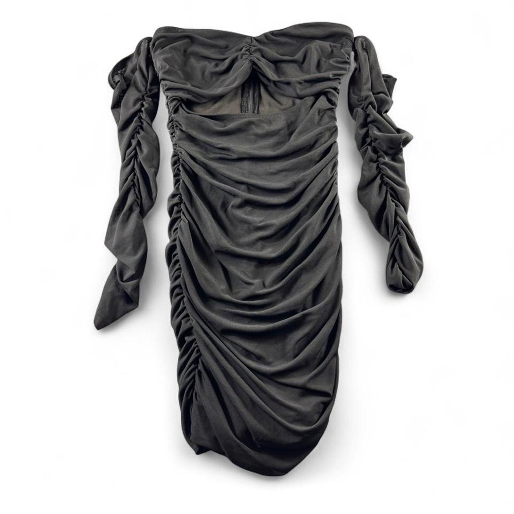 Hello Molly Black Ruched Strapless Mini Dress